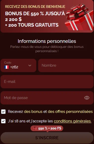 L’inscription sur Loonie Gold Casino